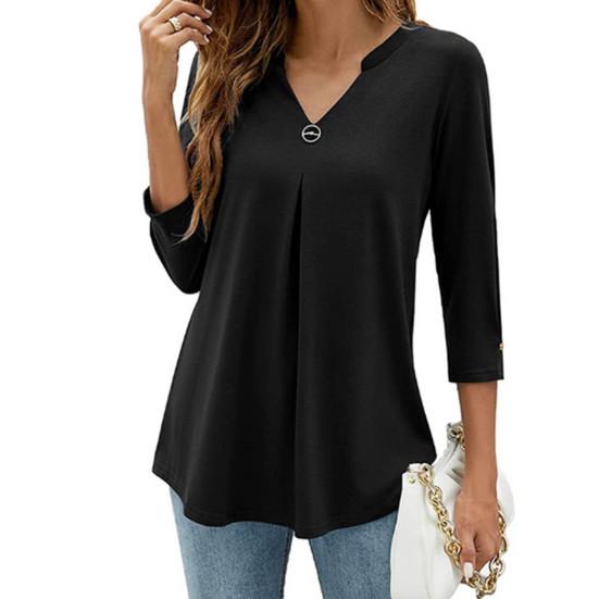 Осенняя блузка три четверти, легкая однотонная рукава, дышащая цветная тонкая женская туника, блузка женская