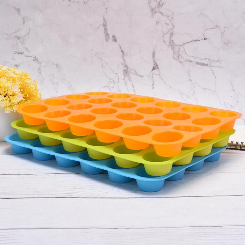 24 Cavity Pan Tray Silicone Mini Cupcake Cookie Bakeware Baking Mold Muffin Cup