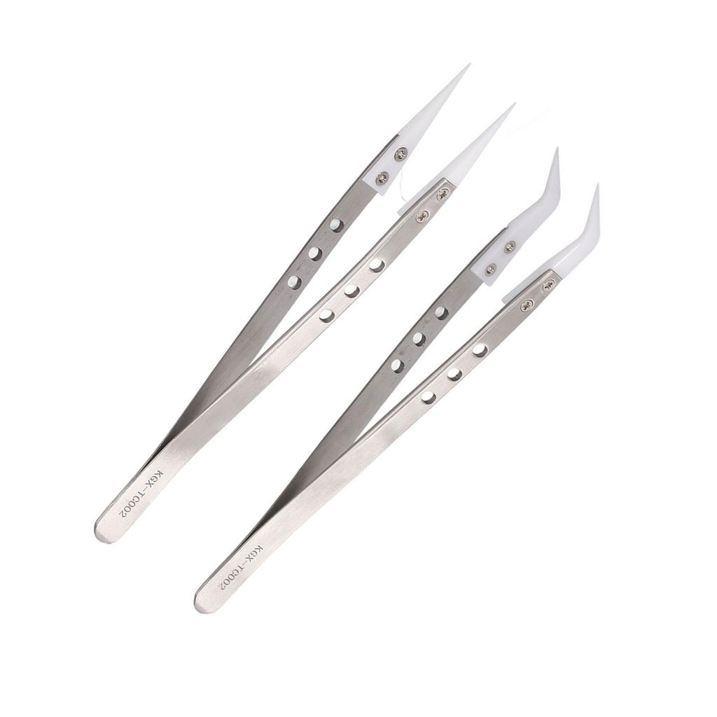 2 шт. пинцеты для технического обслуживания из нержавеющей стали, керамические, прямые, изогнутые, инструменты для ремонта электроники