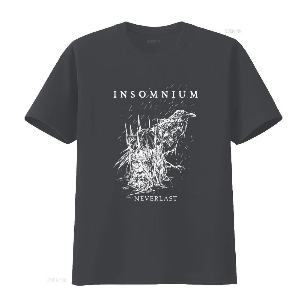 INSOMNIUM Neverlast T Shirt Gothic Crow Crown Design for vintage Washed fashion Comfortable Soft Versatile Stretched graphic