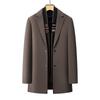 Мужское зимнее шерстяное пальто с воротником-шарфом - Business Casual, Съемный двусторонний дизайн, Подкладка из 90% гусиного пуха
