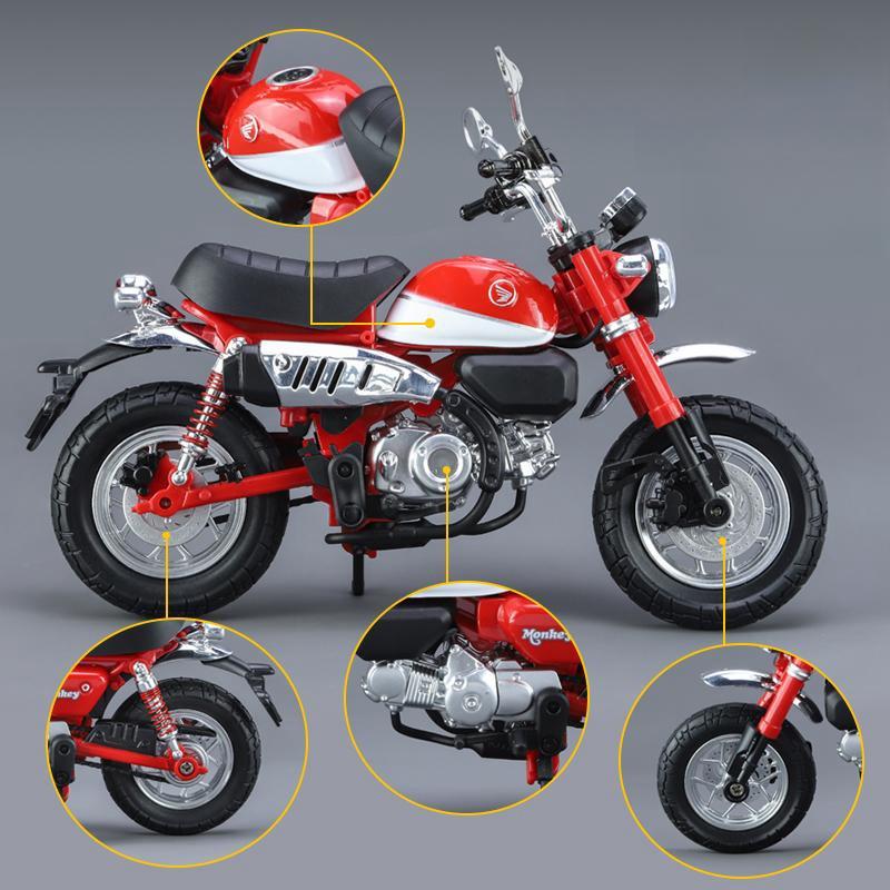 1/12 Honda Monkey игрушечный мотоцикл литой металлической модели супер спортивная миниатюрная коллекция звук и свет подарок для мальчиков