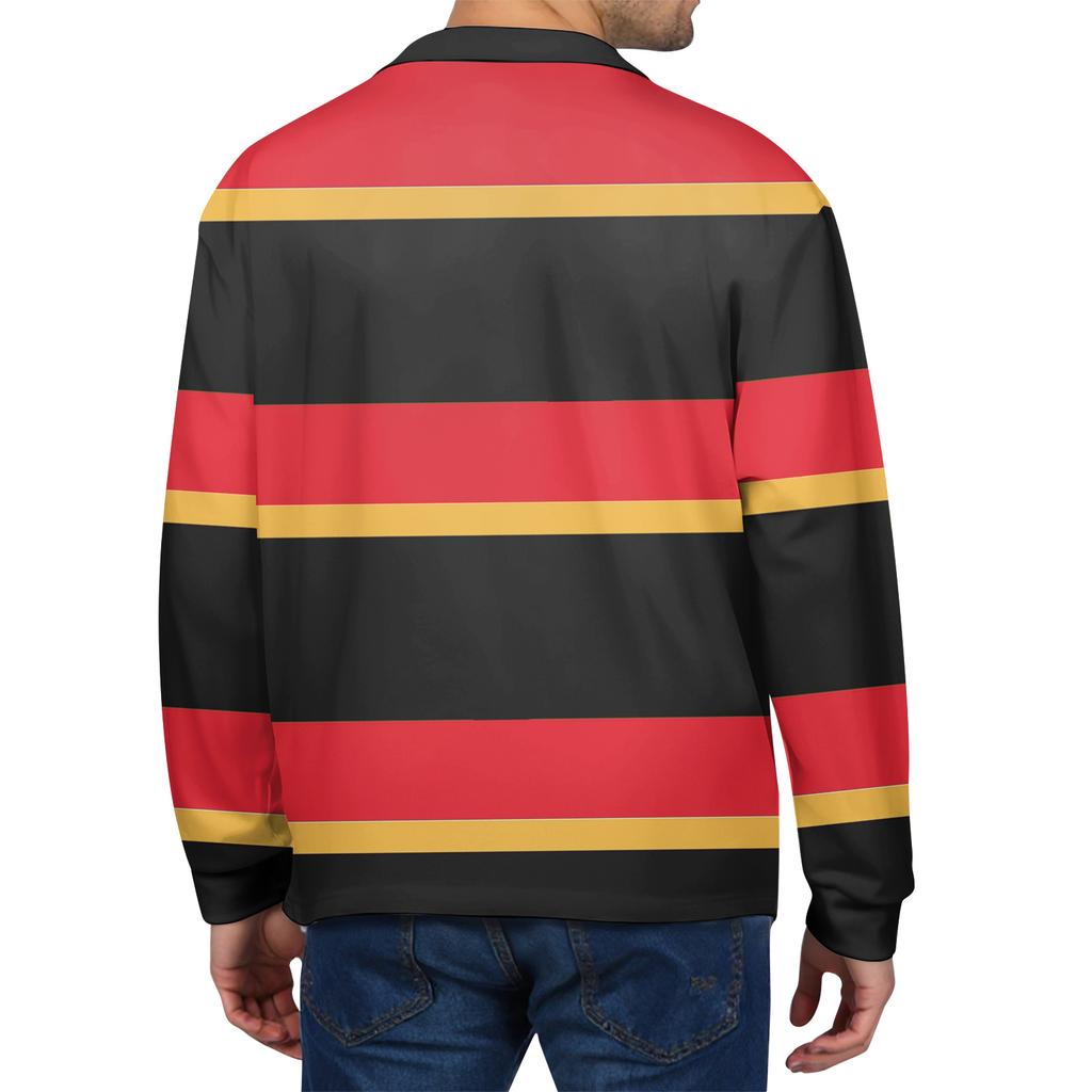 Мужские повседневные топы с длинными рукавами на пуговицах с полосатым принтом