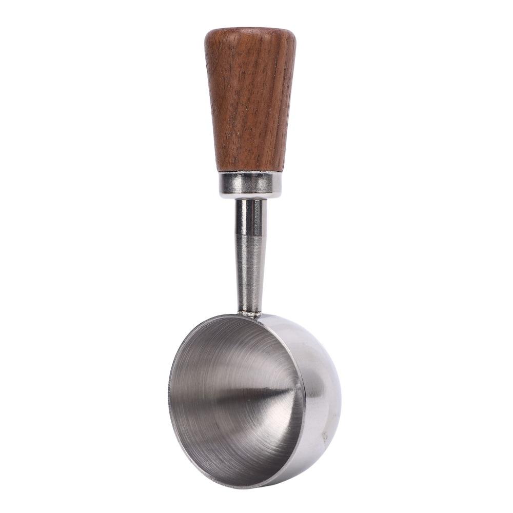 Short Wooden Handle Bean Tea Scoop 304 Stainless Steel Kitchen Utensil Spoon For Ground Coffee