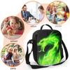 Fire Dragon Head Insulated Lunch Bag for School Office Picnic Green Fire Tote Lunch Box Containers for Kids Reusable Cooler Bag