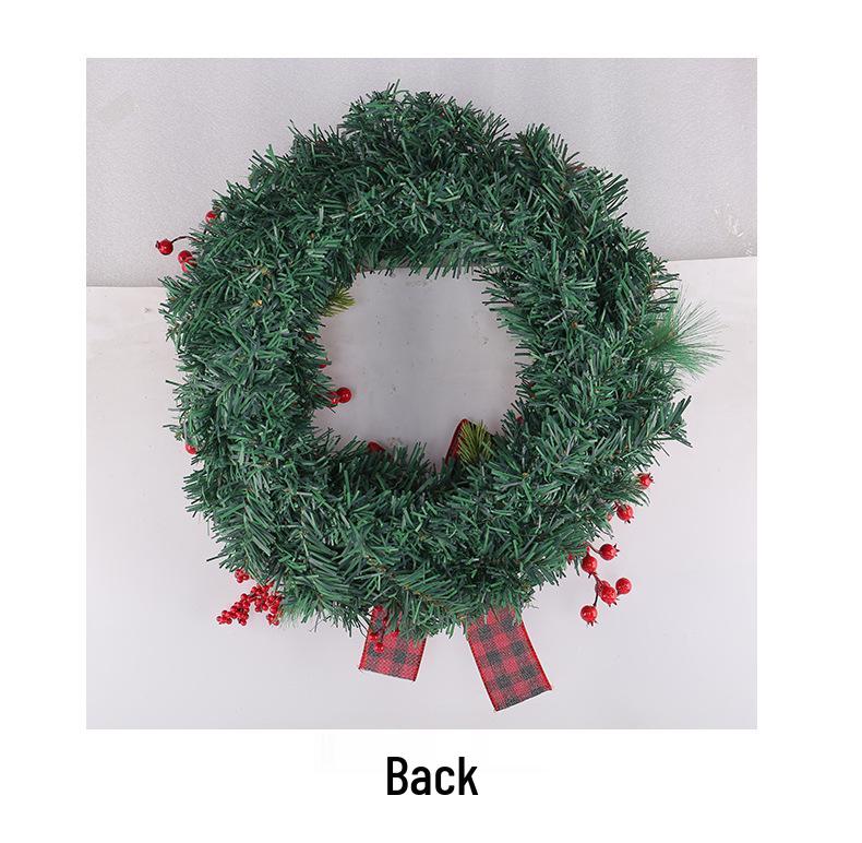 Трансграничный Рождественский Венок с Красным и Черным Клетчатым Бантом и Ягодной Лозой для Украшения Двери