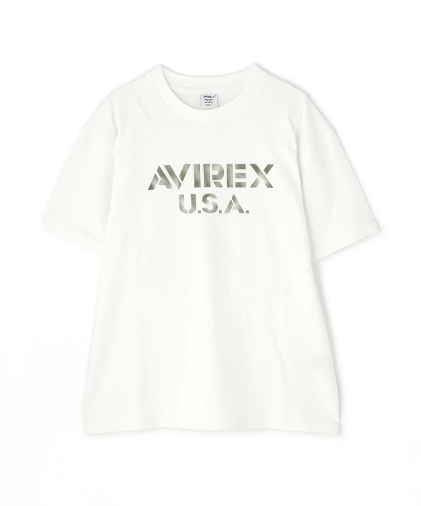 AVIREX STENCIL OFFICIAL LOGO T-SHIRT(WEB&DEPOT Exclusive) Men's M 030 white 783-5134081