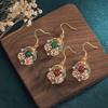 Guochao Cloisonné Enamel Chalcedony Stud Earrings for Women - Jingtai Blue Chinese Style Dangle with Cheongsam Influence