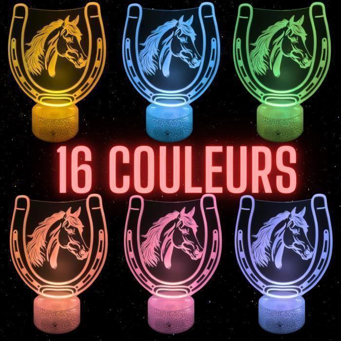 Lampe de Chevet 3D LED, Cheval, Multicolore, Télécommande , Tactile, Equitation, idée cadeau noël
