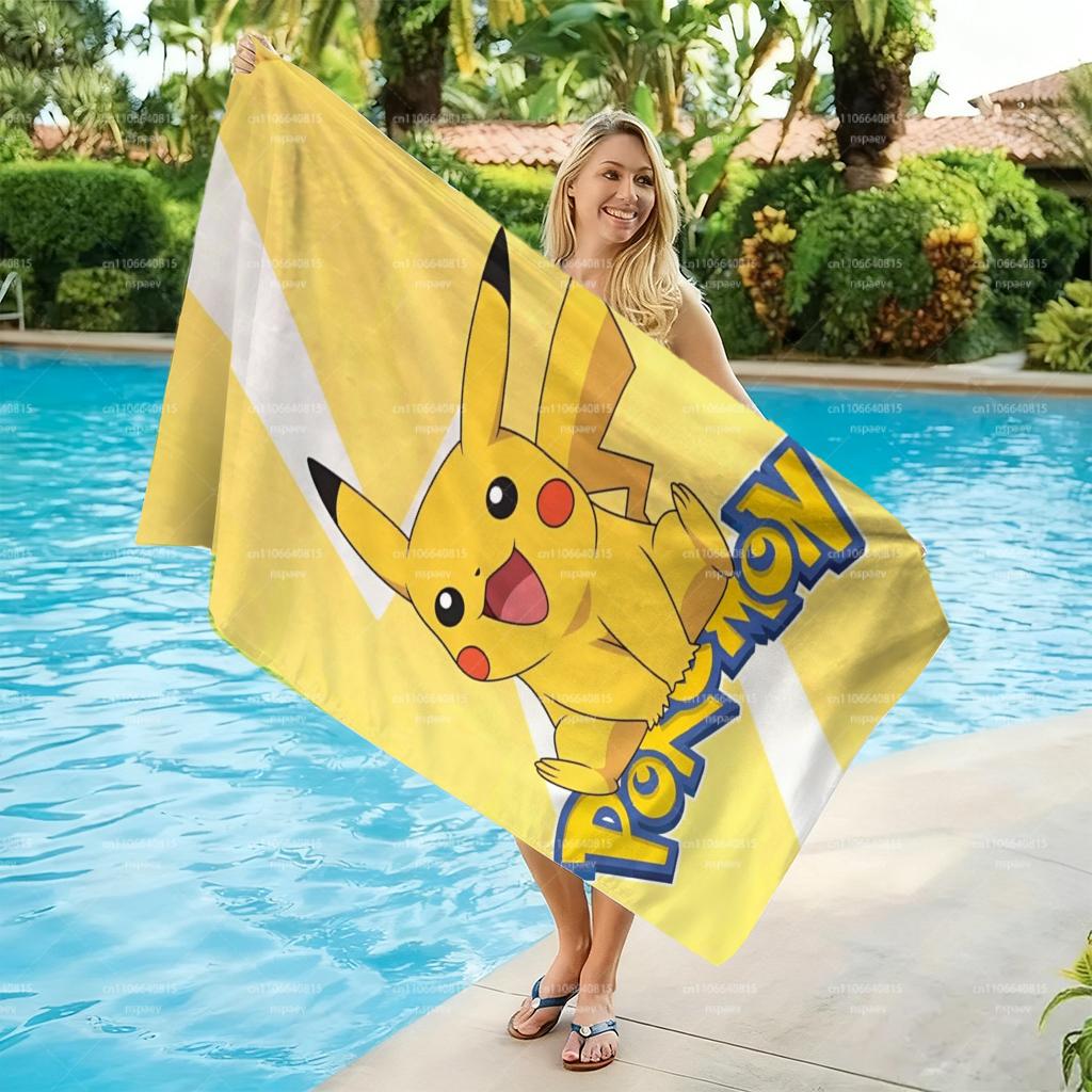 Pokemon Pikachu Beach Towel, Lightning Bolt Design Quick Dry Microfiber Towel for Kids Adults Pool Travel