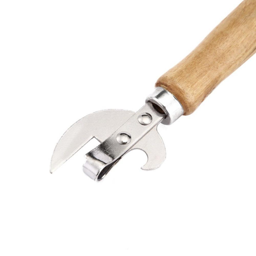 2 In 1 Wooden Handle Can Opener Manual Lid Remover Kitchen Gadgets Bottle Opener Wine Bottle