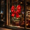 Waterproof Holiday Ornaments Christmas Bow Window Sticker, Red Static Cling, Decals Removable PVC Decal for Home Glass Windows Doors Decoration