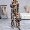 Женский сексуальный модный комбинезон с длинными рукавами и леопардовым принтом на осень/зиму