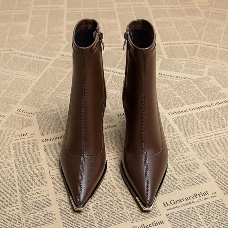 Fashion High Heels Women Ankle Boots Pointed Toe Fashion Designer Shoes Chunky Luxury Dress Winter Boots 2025 New Sexy Pumps Mujer Botas