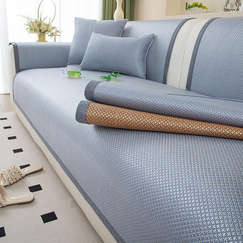 Летний новый легкий роскошный коврик из ледяного ротанга, подушка для дивана, универсальный для всех сезонов, чехол для прохладной подушки из ледяного шелка, нескользящая накидка, ткань для сиденья