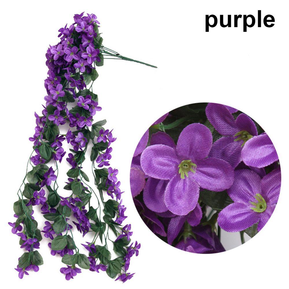 Home Decor Garland Vine Artificial Flower Silk Violet Rattan Garden Wall Hanging Plant