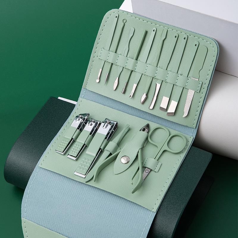 16-Piece Portable Beauty Set: Nail Clippers, Files, Manicure Pliers, Pedicure Knife, Ear Pick, Cuticle Pusher