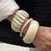 KunJoe 3 стиля Элегантный Гладкий Небесно-белый Толстая Смола Акрил Браслет-манжета для Женщин Простой Неправильный Эластичность Широкие Браслеты