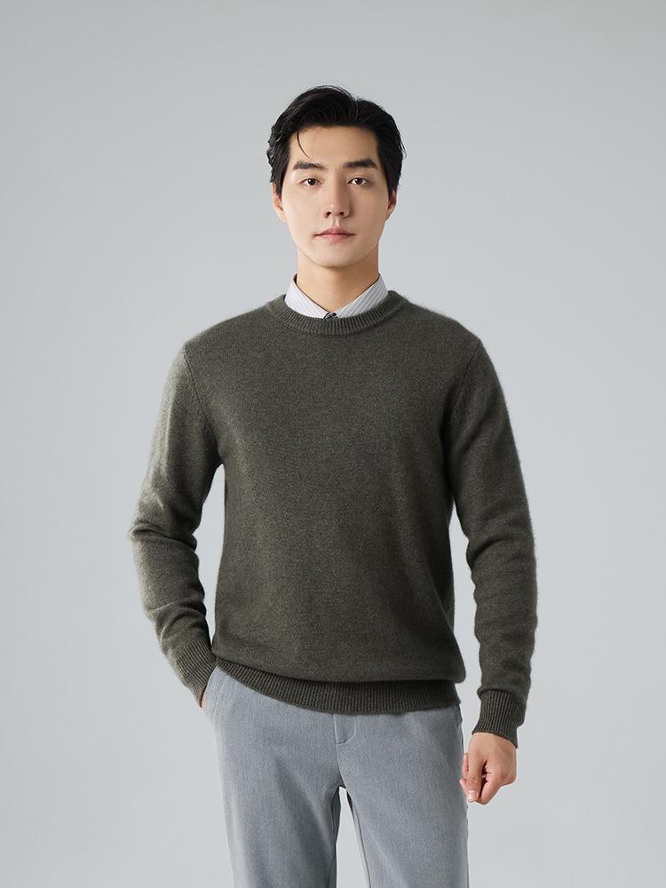 2025 crew neck cashmere sweater thickened solid color long-sleeved sweater knitted bottomed wool sweater