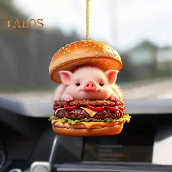 Подвеска для автомобиля Burger Piggy, 2D, плоская акриловая подвеска, украшение для интерьера автомобиля, рюкзак, подарок для автолюбителей