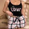 2pcs/set Sexy Pajamas Ladies Sports Suspenders Shorts Student Homewear Undershirt Plaid Ladies Young Kids Clothes
