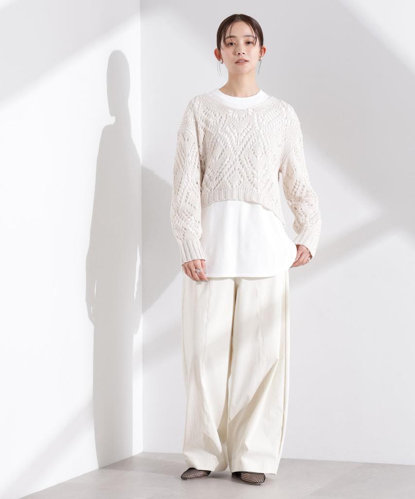 Nano Universe Lilyan Openwork Knit F Women's Pullover, 037, Ivory, 673-5122323