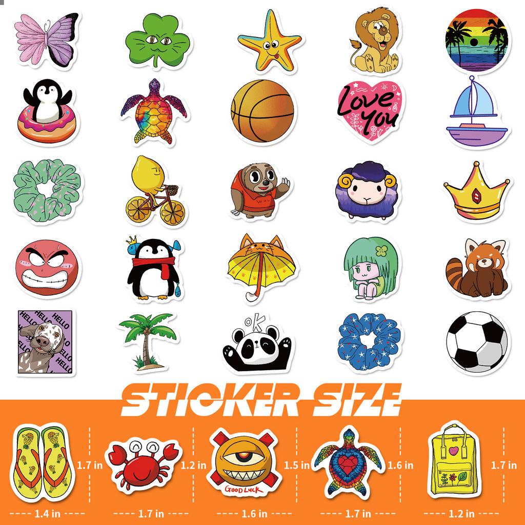 100 Small Size 4cm Small Fresh American Mix and Match Stickers Vinyl Waterproof Temu Stickers