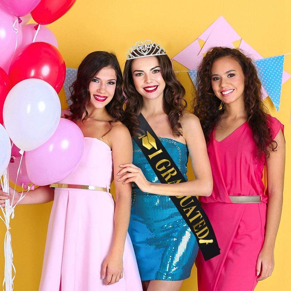 5pcs Satin Graduation Sash Belts Adjustable Bachelor Sash Congratulations Straps Photo Booth