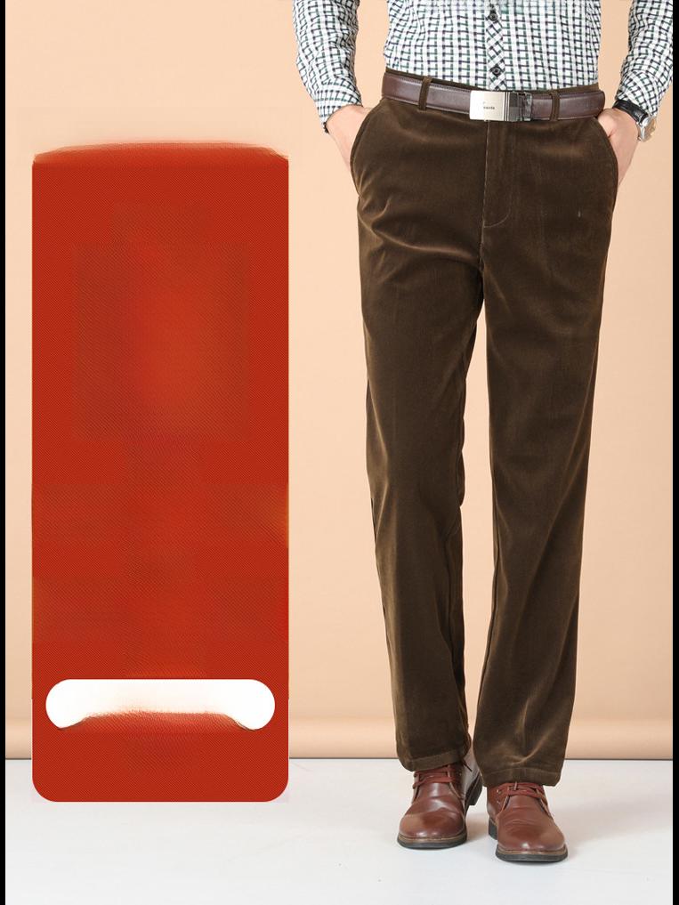 Мужские эластичные вельветовые брюки с высокой талией — повседневные прямые брюки на осень