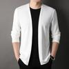Мужской приталенный однотонный свитер, пальто с открытой передней частью, тонкий мужской повседневный вязаный кардиган на весну и осень