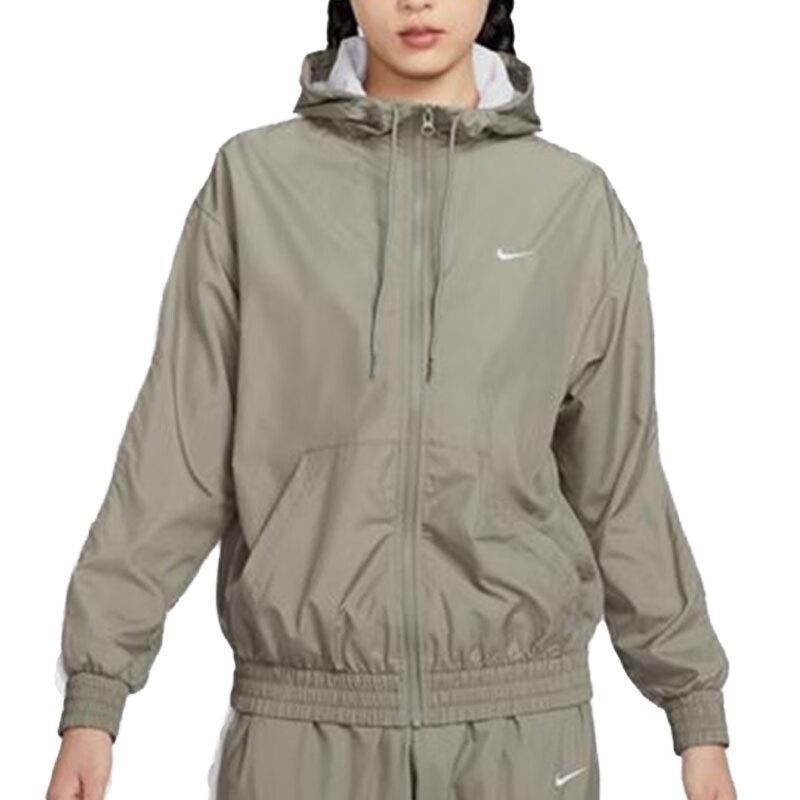 Nike Однотонная спортивная повседневная куртка с капюшоном на молнии свободного кроя Женские куртки Зеленая FV6299320