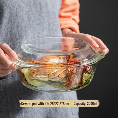Стеклянная миска для лапши из высокоборосиликатного стекла с крышкой
