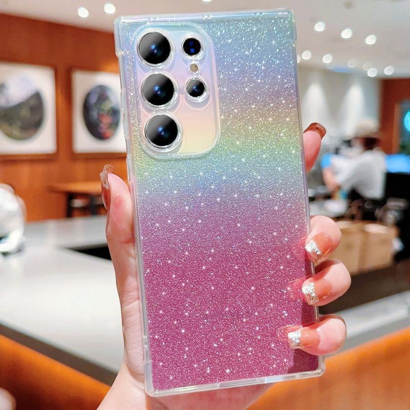 Для Samsung S24 FE S23 Ultra S22 S21 Fe A54 TPU противоударный прозрачный цветной мягкий чехол Starry Sky Sparkling Cover для iPhone 16 Pro Max 15 Pro 14 13 12 11