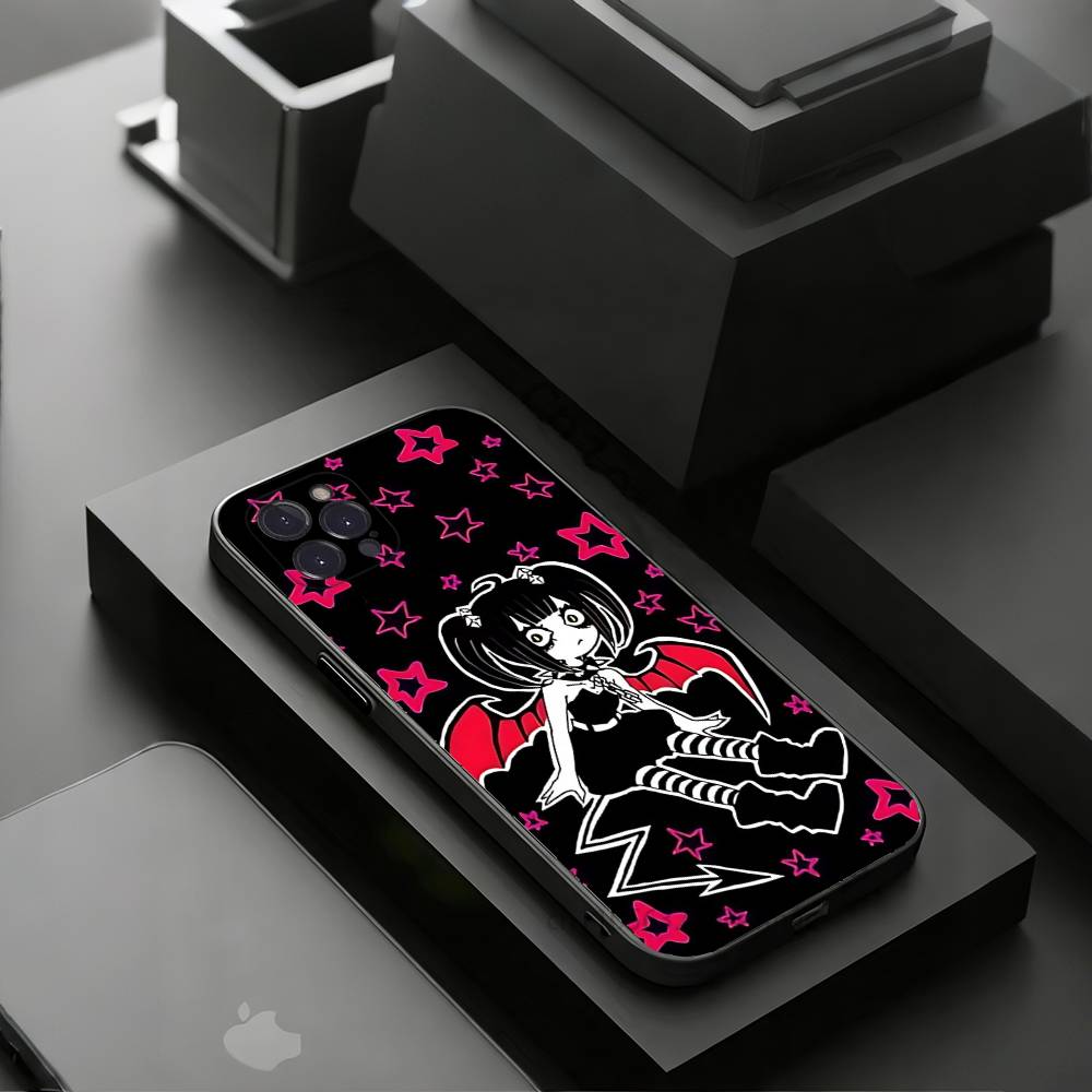 Любовь Черный и Милый Эмо Чехлы Для Телефона Для iPhone 17 16 15 14 13 12 11 Pro Max Plus Роскошная Защита Камеры Пластик
