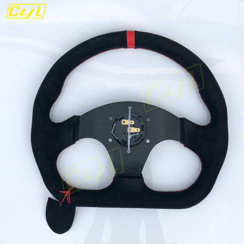 JDM Модифицированный Гоночный Тип D 13" 320мм Плоский Drift Руль Спортивный Руль из Замшевой Кожи Для Универсального