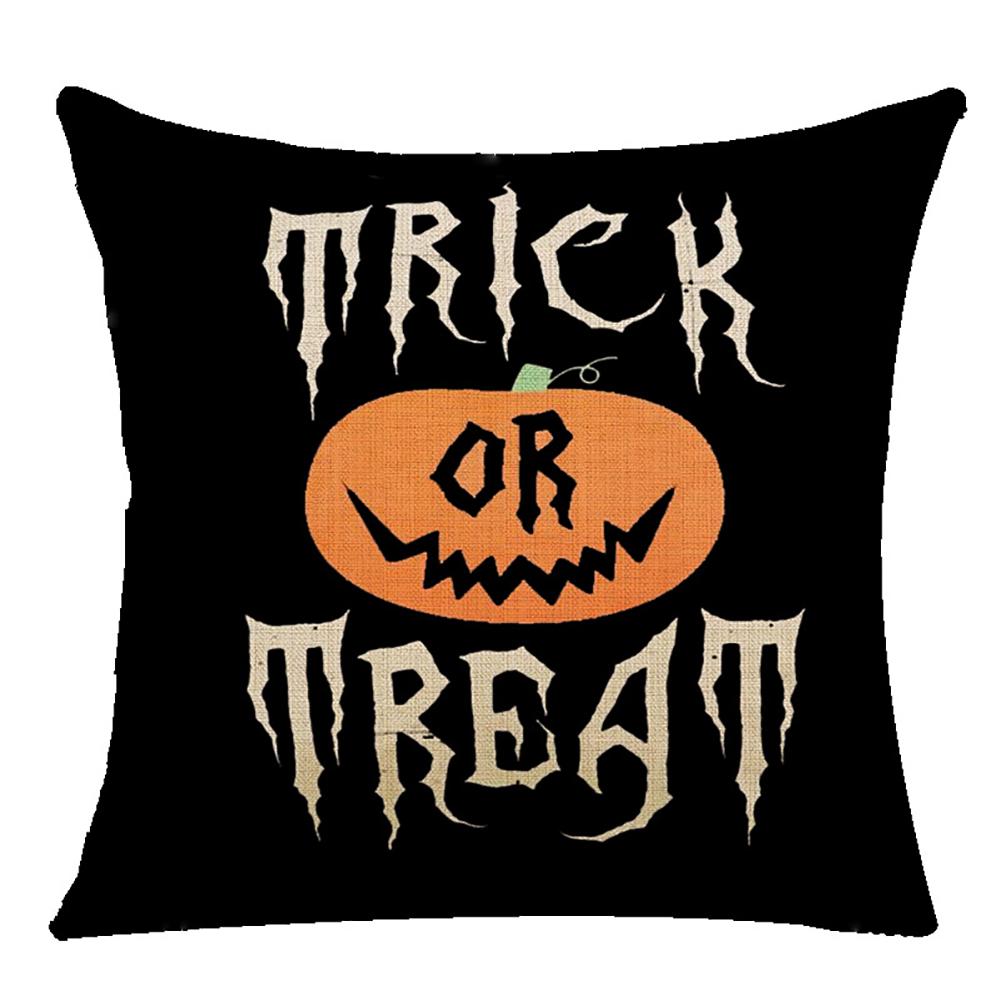 Pillow Case Halloween Pumpkin Trick or Treat Letters Decoration Flax Sofa Cushion Pillow Case Cover