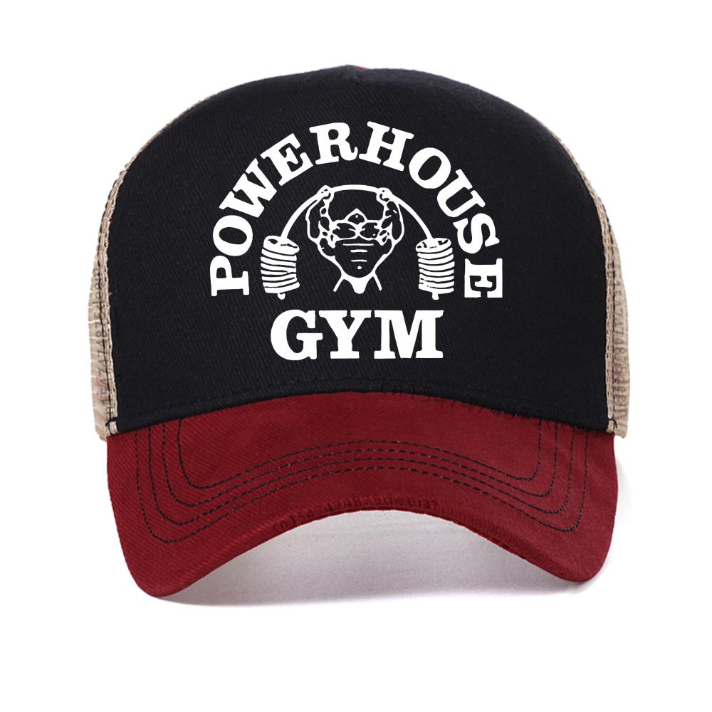 Powerhouse Gym Графическая бейсболка Мужчины Женщины Лето Харадзюку Повседневные кепки Фитнес Винтажная Спортивная шляпа Дышащая сетка Солнцезащитные шляпы