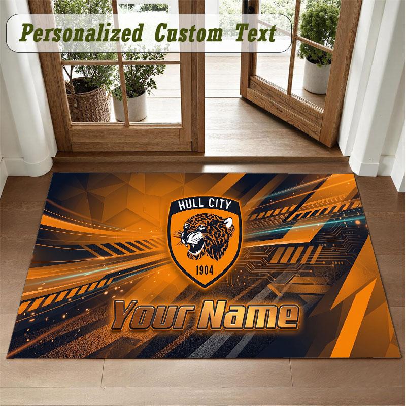 Crystal Velvet Square Rug Custom NameHull FC Pattern Non Slip Home Floor Decor Rug