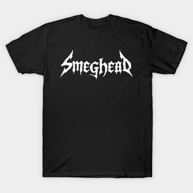 Men Black Print T-shirt Smeghead Metal Logo No-Cut Heat Transfer Print Cotton Tshirt