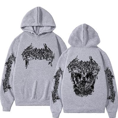 Хип-хоп худи оверсайз от рэпера Кена Карсона Death Mosh A Great Chaos Скелет Графические худи Мужские Женские Винтажный свитшот
