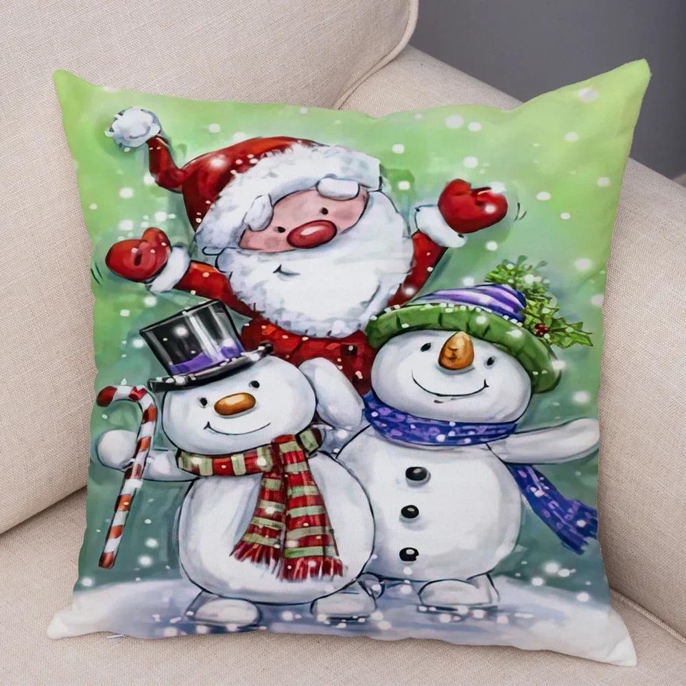 1 наволочка для украшения рождественской вечеринки с принтом зимнего снеговика, набор подушек для украшения комнаты, подарок на Рождество