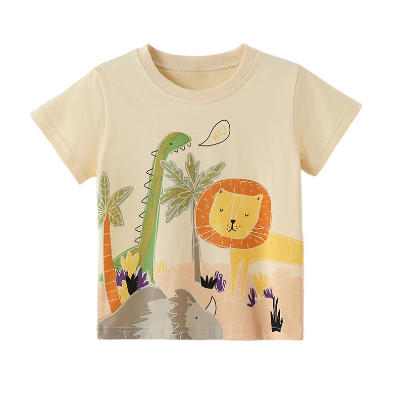 Little maven 2026 New Summer Children's Clothes Baby Boys Kids Clothes Children's Clothing Cartoon Lions Dino T-shirts