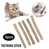 5Pcs Catnip Sticks Pet Cat Molar Toys Natural Wood Polygonum Kitten Teeth Cleaning Chew Toy Cat Snacks Sticks Pet Supplies