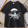 Vintage Octopus Ufo TShirt Cool Alien Octopus TShirt Unisex WOMEN Fashion Adult Baggy Tee Casual Breathable Loose Round Neck Tee