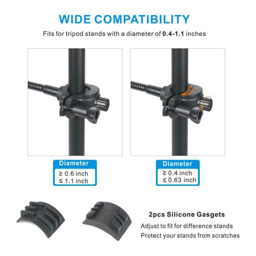 Smartphone Holder for Microphone Stands | Smartphone Holder for Music Stands, Adjustable Gooseneck Arm, Smartphone Mount for Studio and Drum Performan