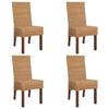 Dining Chairs - vidaXL - Set of 4 - Brown - Natural Rattan - Contemporary Style