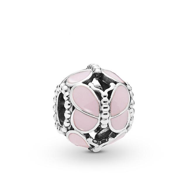 Новый модный шарм, оригинальная розовая коллекция, птица, пять лепестков, цветок, бабочка, бусины для оригинального модного женского браслета, ювелирные изделия