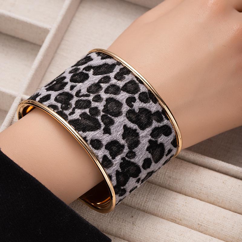 Европейский стиль Кофе Леопардовый принт Широкий браслет-манжета – Модные, Уникальные, Креативные украшения