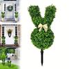 21,6-дюймовый пластиковый кролик с зеленой отделкой для горшечных искусственных пасхальных растений-кроликов, искусственные кустарники из самшита и искусственные кедровые горшки с колышками для грунта