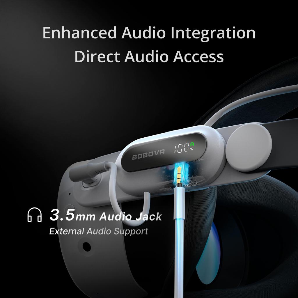 BOBOVR E3 Pro Battery Strap Plus ONE B100 Battery Compatible with Meta Quest 3 and 3S Extended Playtime Comfort Fit Enhanced VR Experience